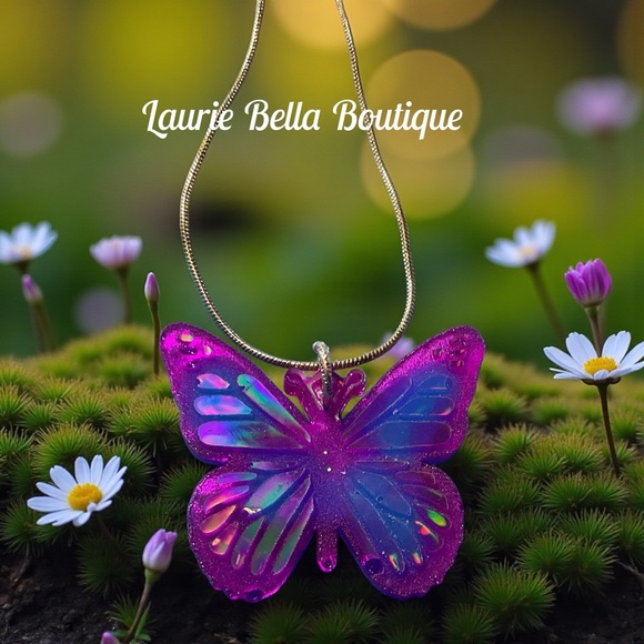 Purple Butterfly Necklace - Picture 3 of 4